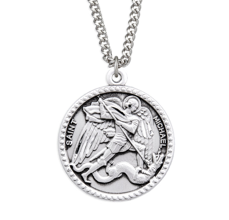 Saint Michael Round Sterling Silver Medal - S162924
