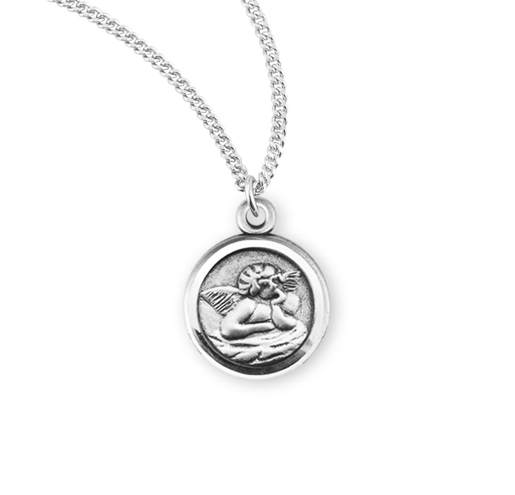 Guardian Angel Round Sterling Silver Medal - S164018