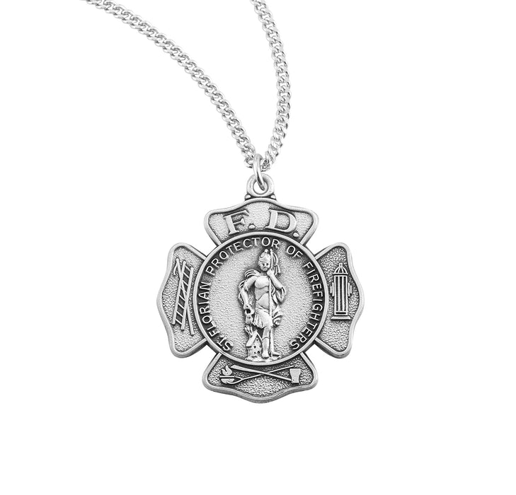 Saint Florian Sterling Silver Firefighters Medal - S164224