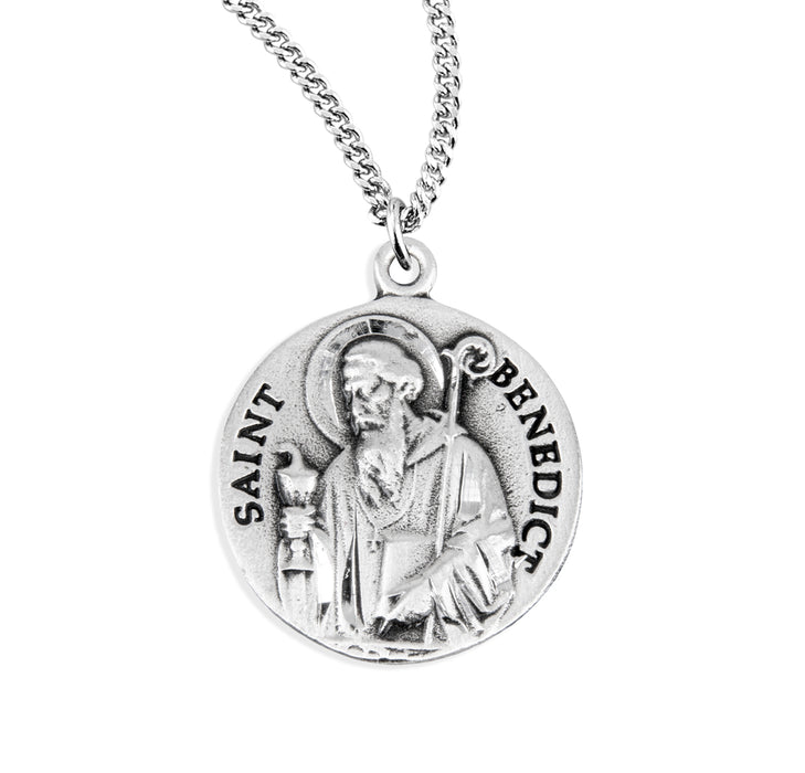 Saint Benedict Round Sterling Silver Medal - S169720