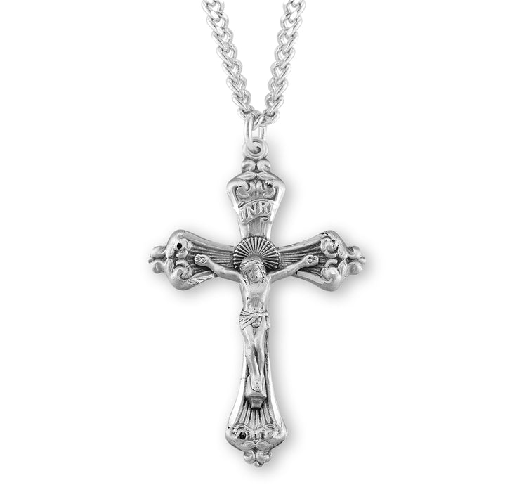 Baroque Scroll Tipped Sterling Silver Crucifix - S16924