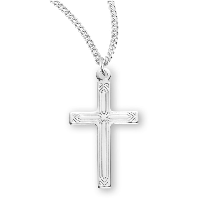 Sterling Silver Engraved Cross - S171718