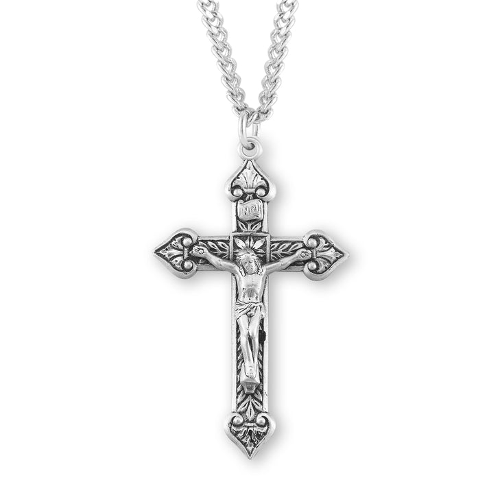 Leaf Design Sterling Silver Crucifix - S17124