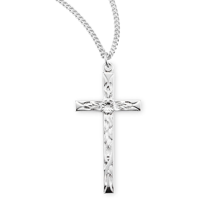 Sterling Silver Etched Cross - S176218