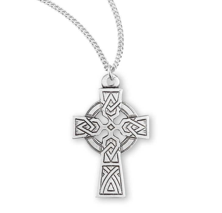 Irish Celtic Cross Sterling Silver Pendant - S179518