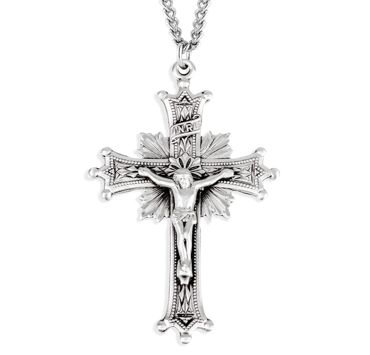 Sunburst Sterling Silver Crucifix - S18024