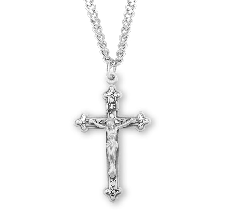 Vine and Leaf Pattern Sterling Silver Crucifix - S182320