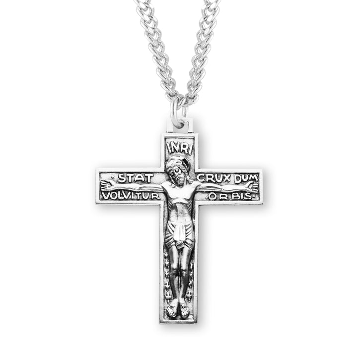 Stat Crux Dum Volvitur Orbis Sterling Silver Crucifix - S189924