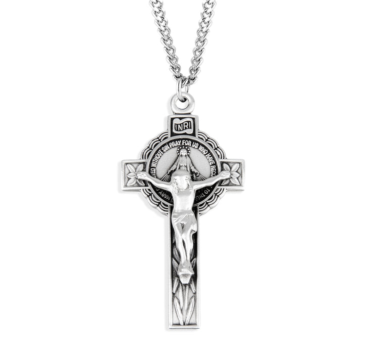 Miraculous Sterling Silver Medal/Crucifix - S19124