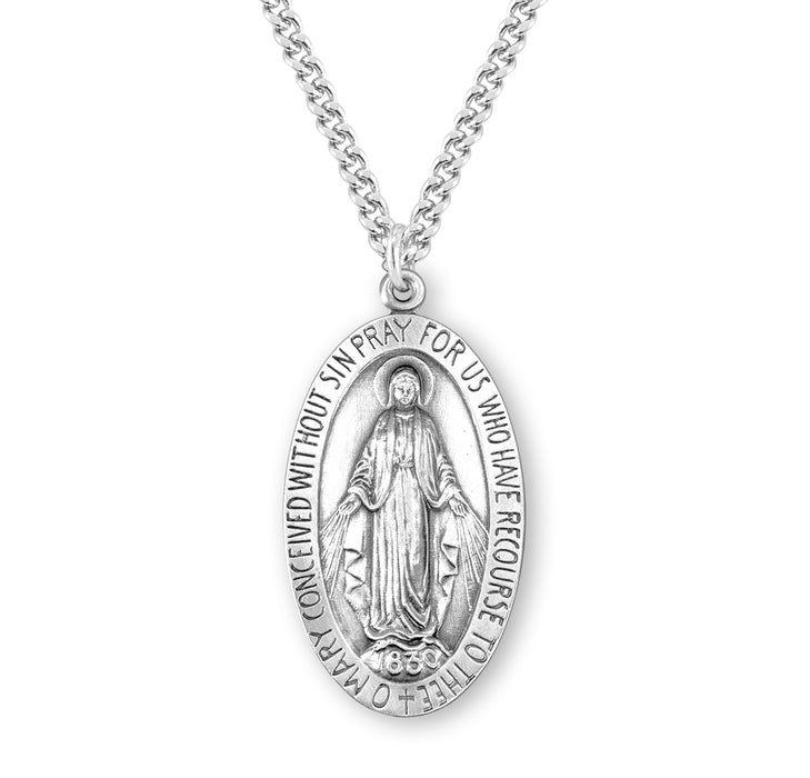 Sterling Silver Large Oval Miraculous Medal - S210027