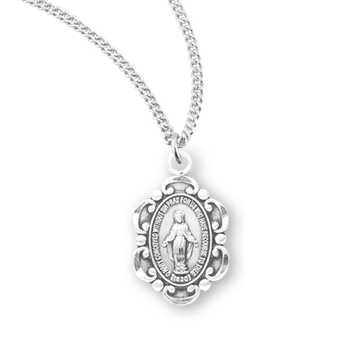 Sterling Silver Oval Fancy Edge Miraculous Medal - S210213