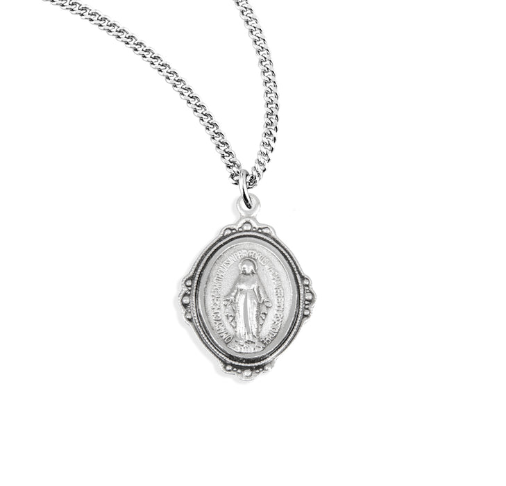 Sterling Silver Oval Fancy Edge Miraculous Medal - S210613
