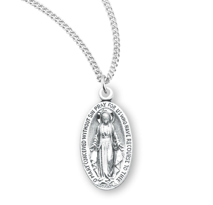 Sterling Silver Oval Miraculous Medal - S211118