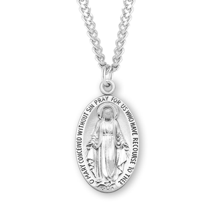 Sterling Silver Oval Miraculous Medal - S211724