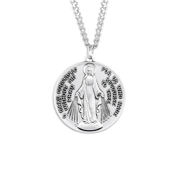 Sterling Silver Round Contemporary Miraculous Medal - S213227