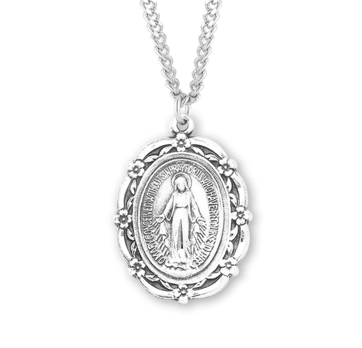 Sterling Silver Oval Miraculous Medal - S217524