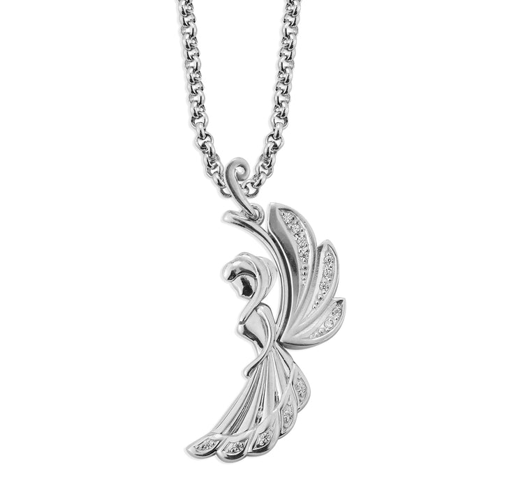 Sterling Silver Angel Profile with CZ Wings & Accents - S240718
