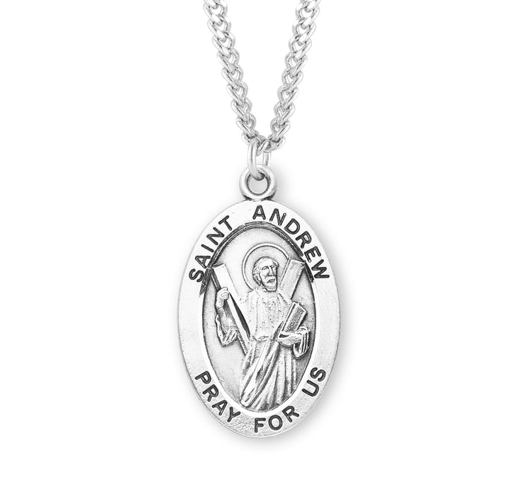 Patron Saint Andrew Oval Sterling Silver Medal - S250924