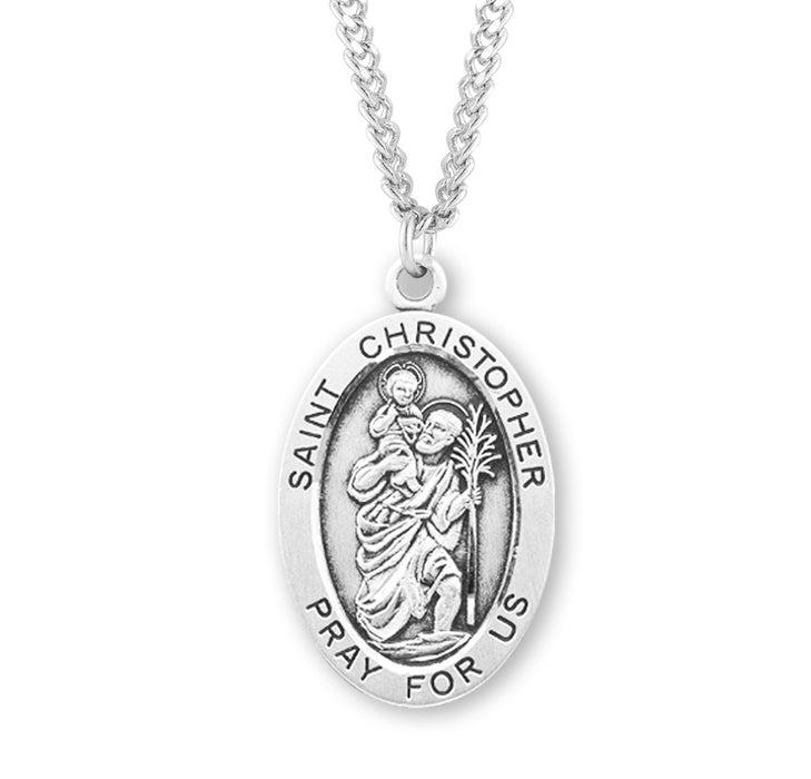 Patron Saint Christopher Oval Sterling Silver Medal - S253424