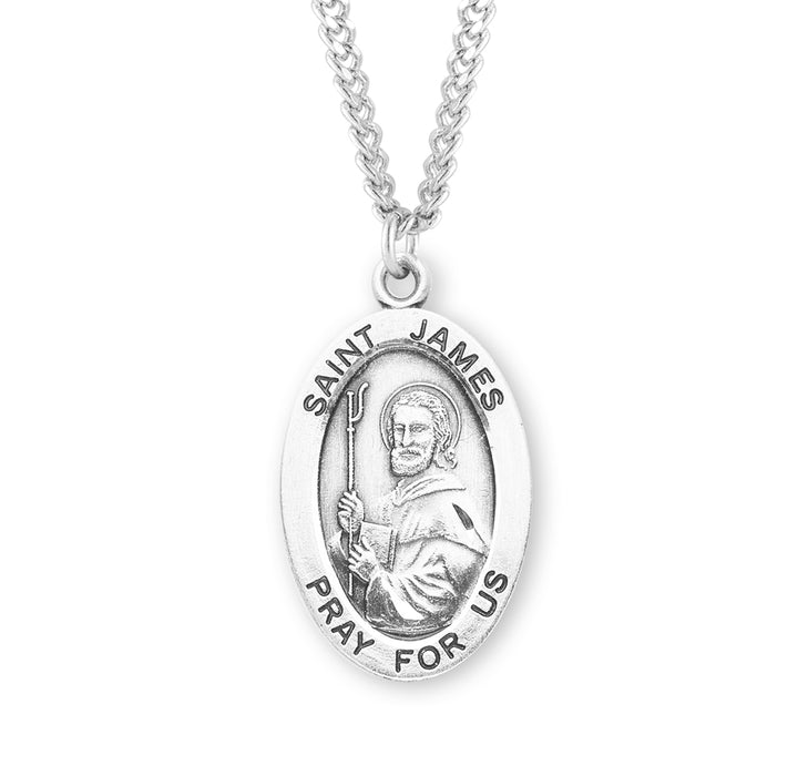 Patron Saint James the Greater Oval Sterling Silver Medal - S257424