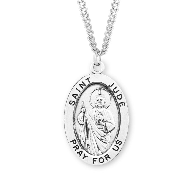 Patron Saint Jude Oval Sterling Silver Medal - S260024
