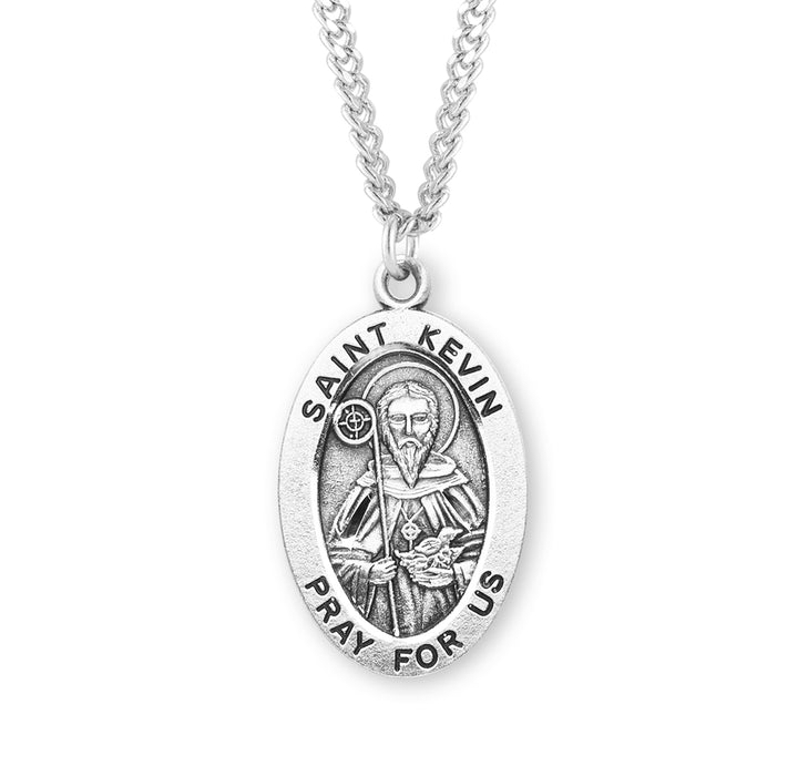 Patron Saint Kevin Oval Sterling Silver Medal - S260324