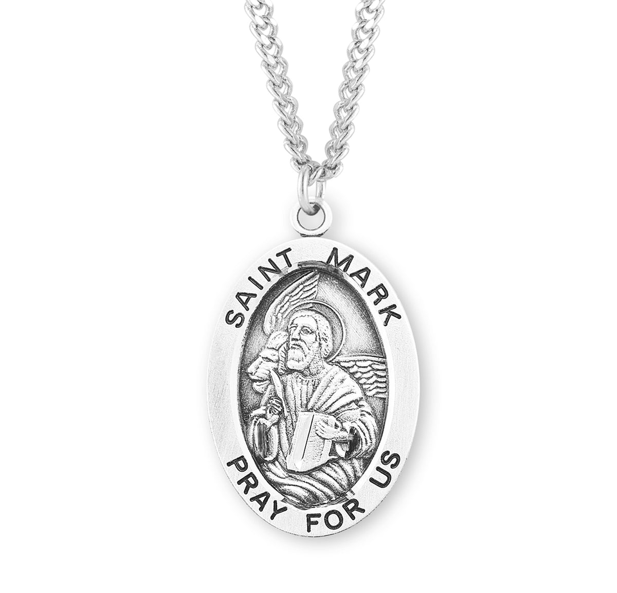 Patron Saint Mark Oval Sterling Silver Medal - S261424 — Acadian Religious