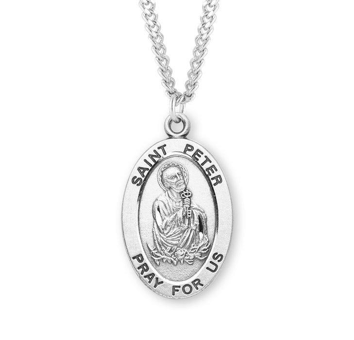 Patron Saint Peter Oval Sterling Silver Medal - S262924