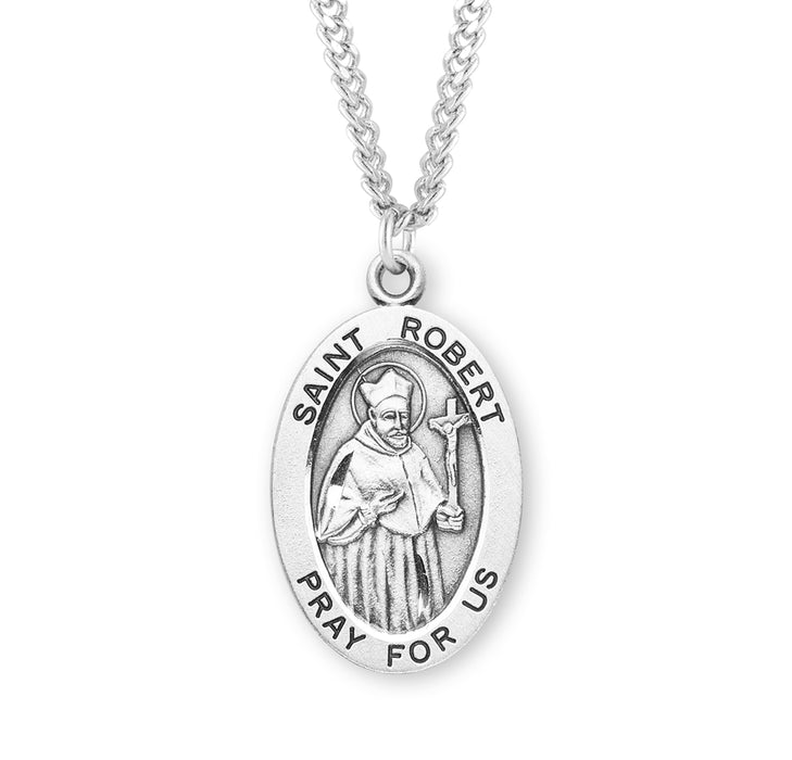 Patron Saint Robert Oval Sterling Silver Medal - S264224