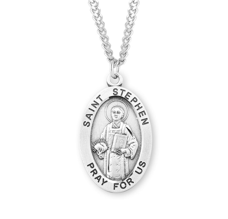 Patron Saint Stephen Oval Sterling Silver Medal - S264924