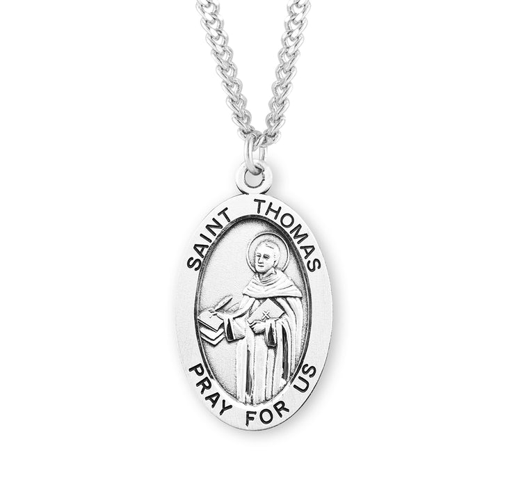 Patron Saint Thomas Aquinas Oval Sterling Silver Medal - S265224