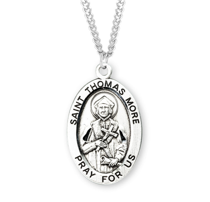 Patron Saint Thomas More Oval Sterling Silver Medal - S265424