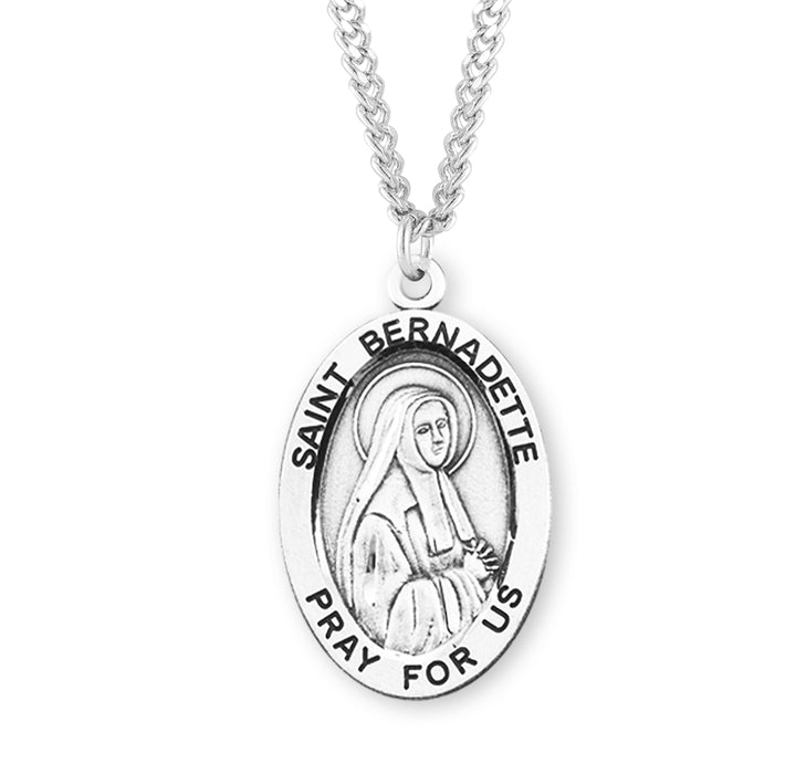 Patron Saint Bernadette Oval Sterling Silver Medal - S271124