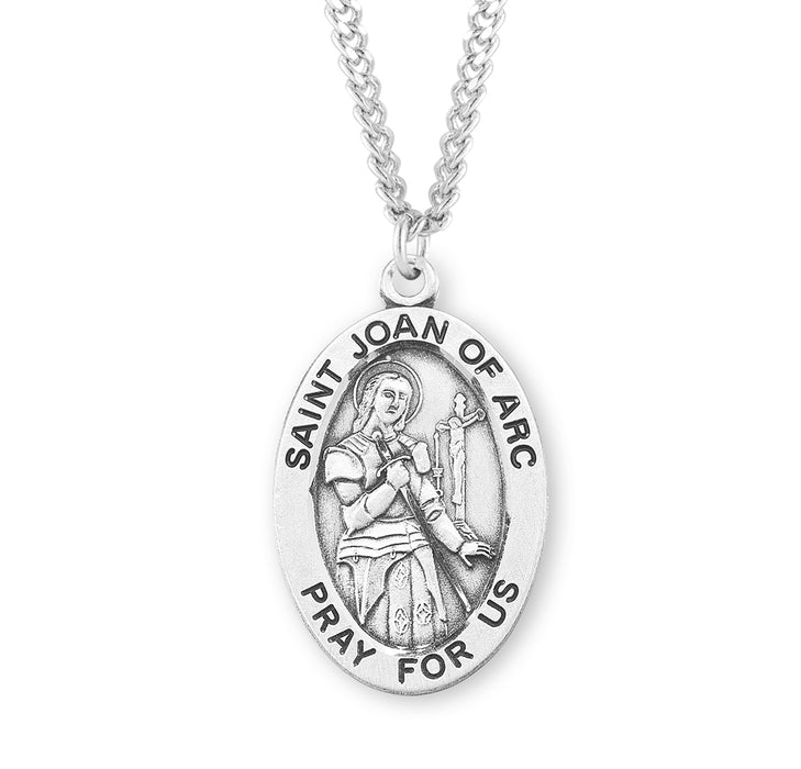 Patron Saint Joan of Arc Oval Sterling Silver Medal - S274624