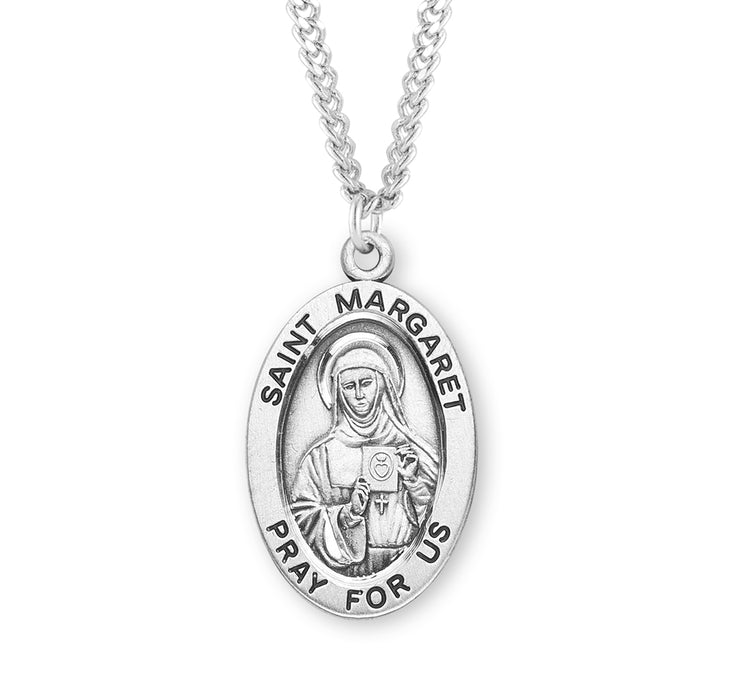 Patron Saint Margaret Oval Sterling Silver Medal - S275924