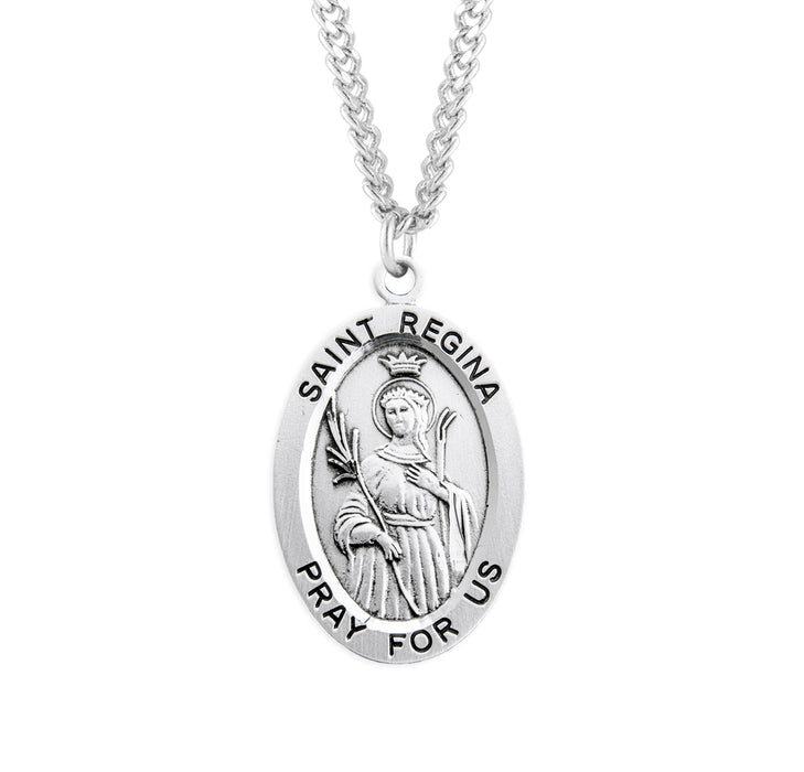 Patron Saint Regina Oval Sterling Silver Medal - S277824