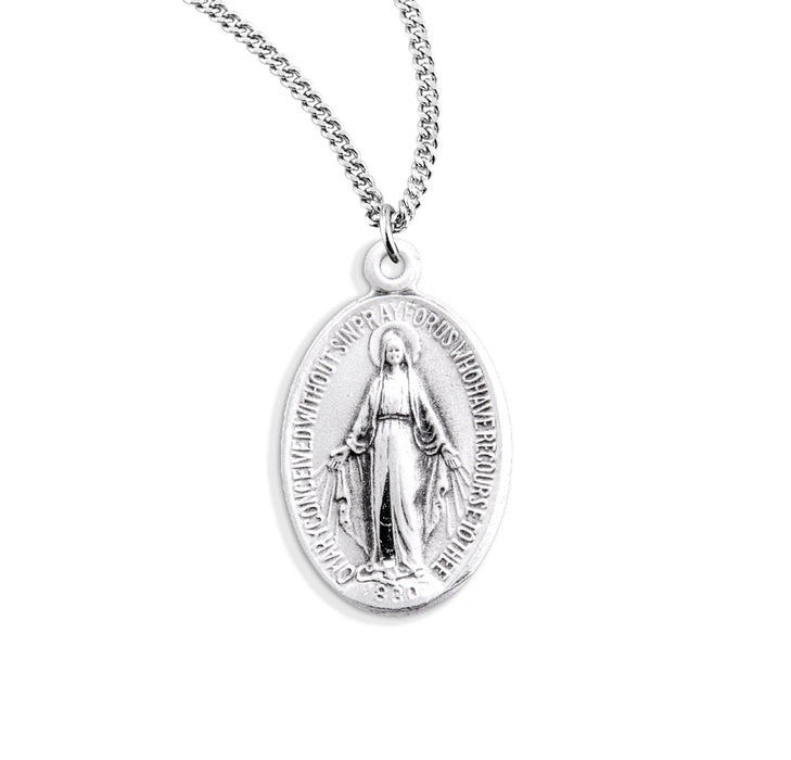 Sterling Silver Oval Miraculous Medal - S310118