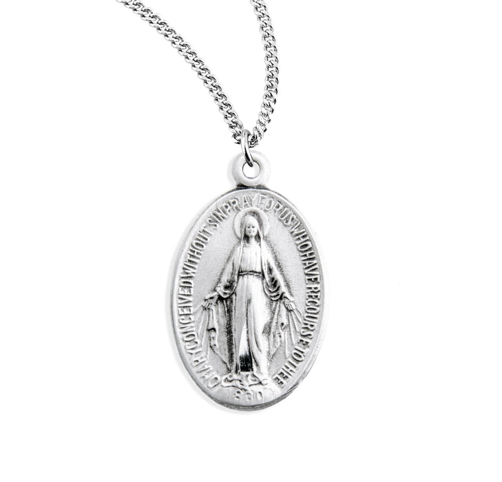 Sterling Silver Oval Miraculous Medal - S310218