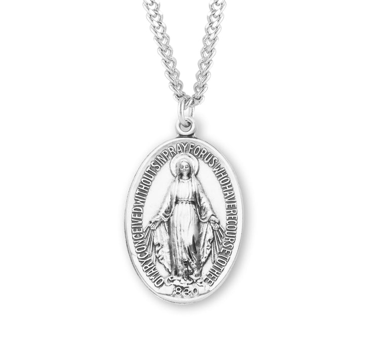 Sterling Silver Oval Miraculous Medal - S310424
