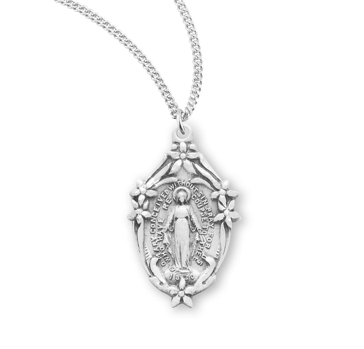Sterling Silver Ornate Miraculous Medal - S313118