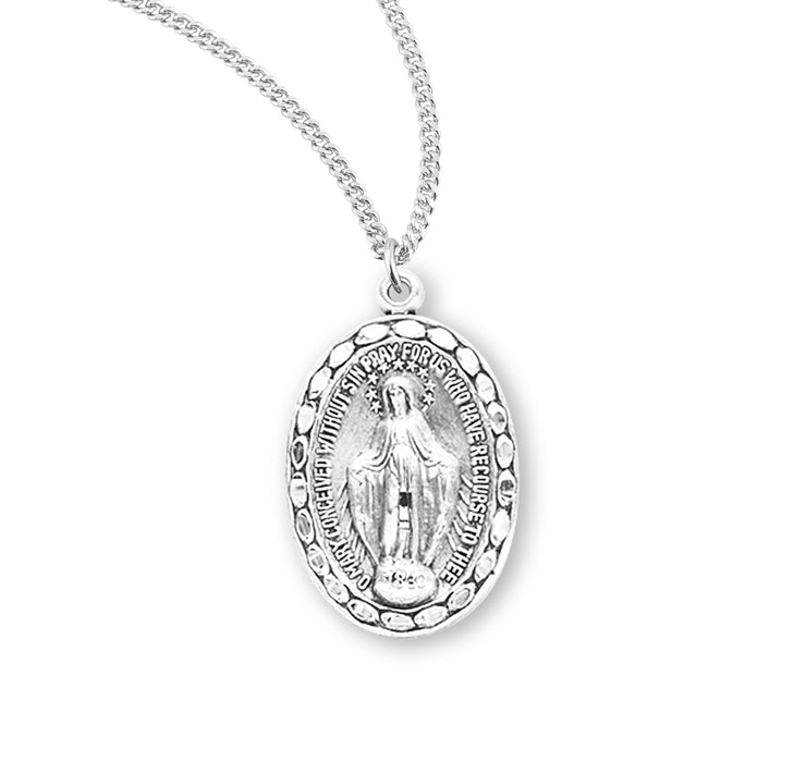 Sterling Silver Oval Miraculous Medal - S314418