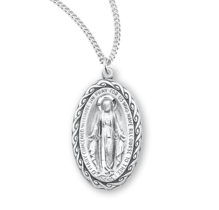 Sterling Silver Oval Miraculous Medal - S314518