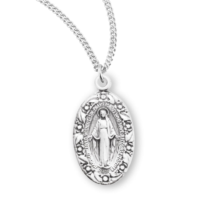Sterling Silver Oval Miraculous Medal - S314618