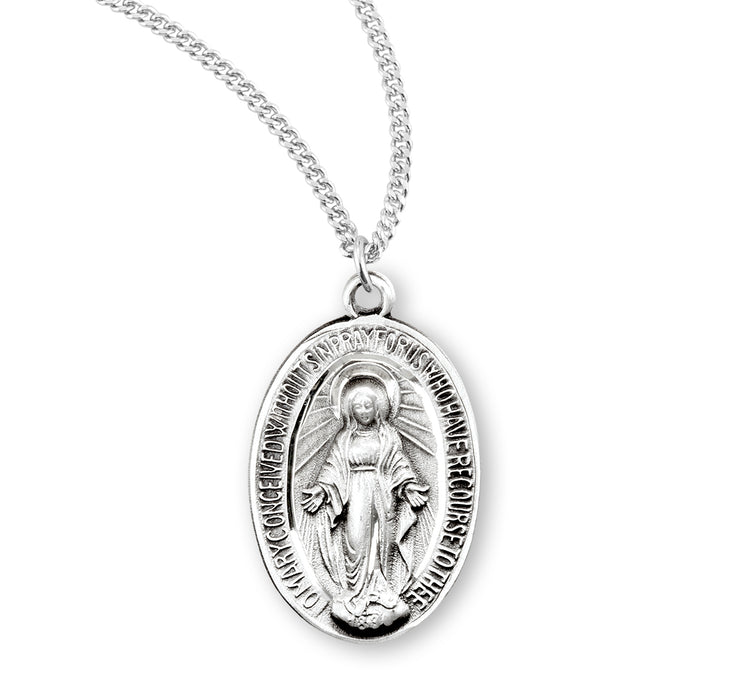 Sterling Silver Oval Miraculous Medal - S314918