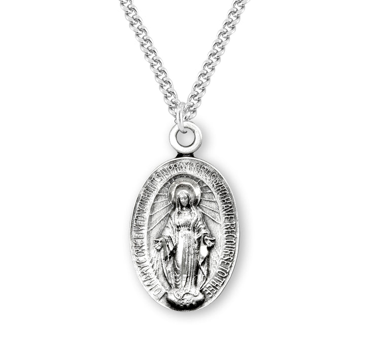Sterling Silver Oval Miraculous Medal - S315024