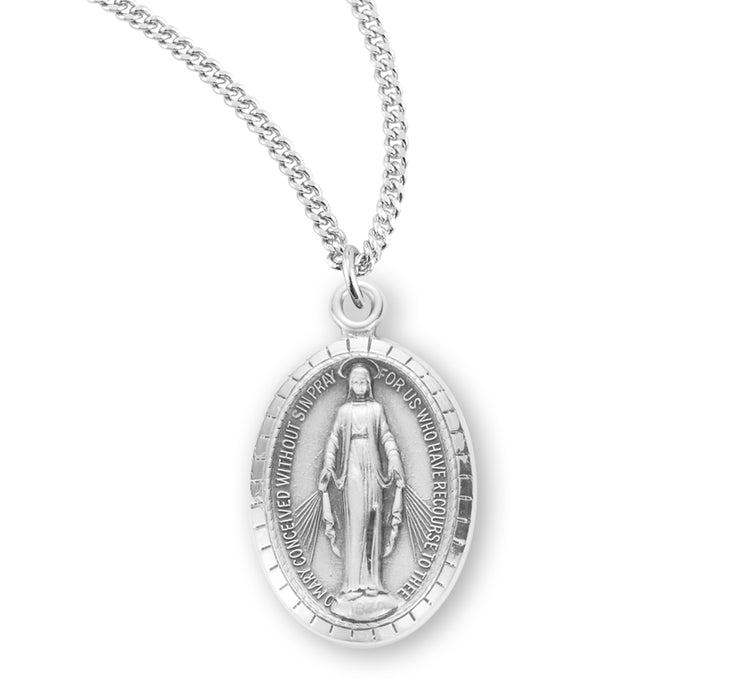 Sterling Silver Oval Miraculous Medal - S315518