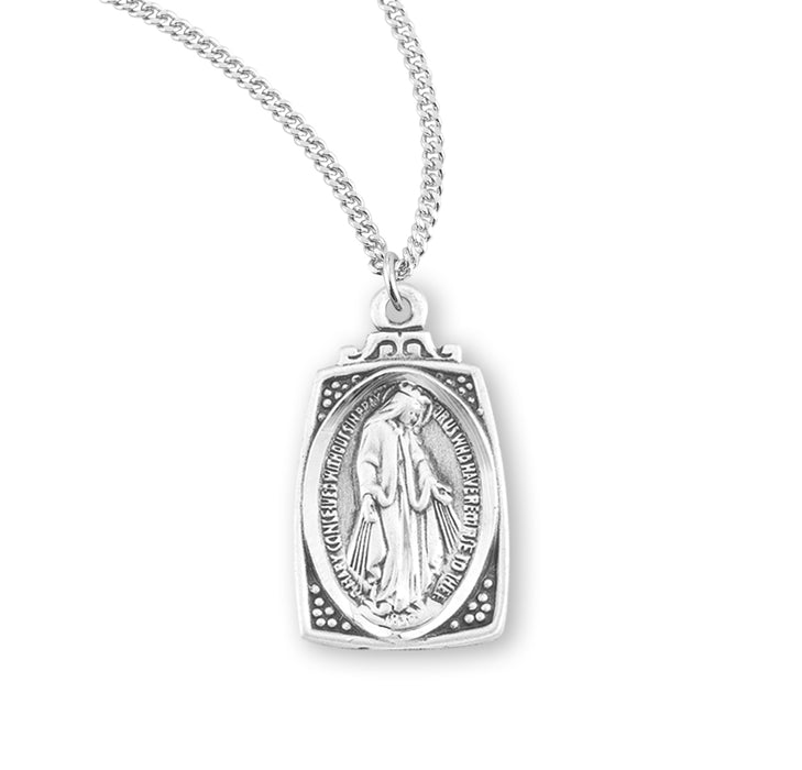 Sterling Silver Profile "Art Deco" Style Miraculous Medal - S318018