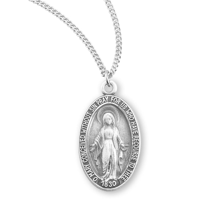 Sterling Silver Oval Miraculous Medal - S318918