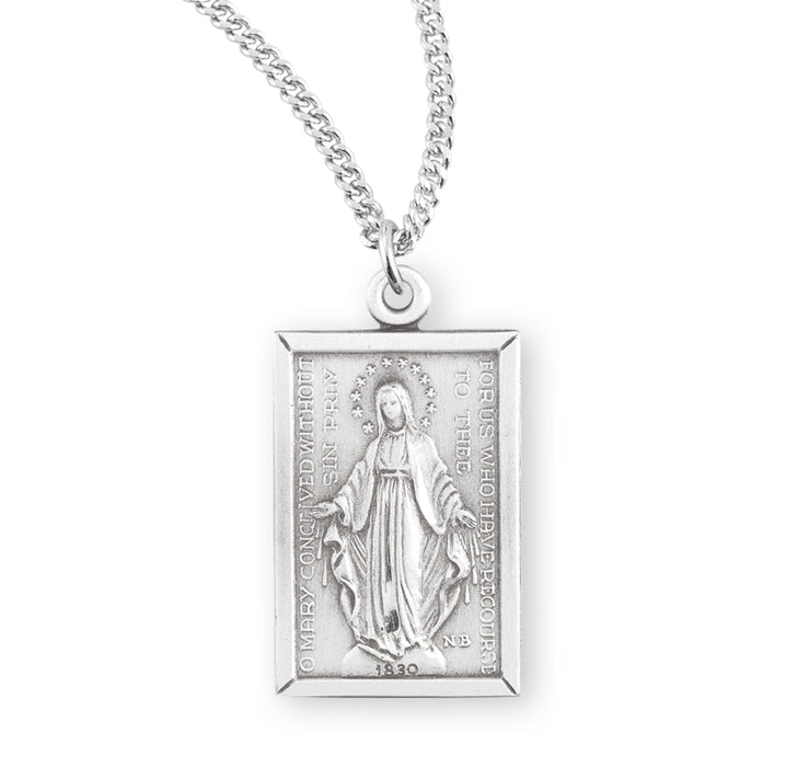 Sterling Silver Rectangular Miraculous Medal - S319718