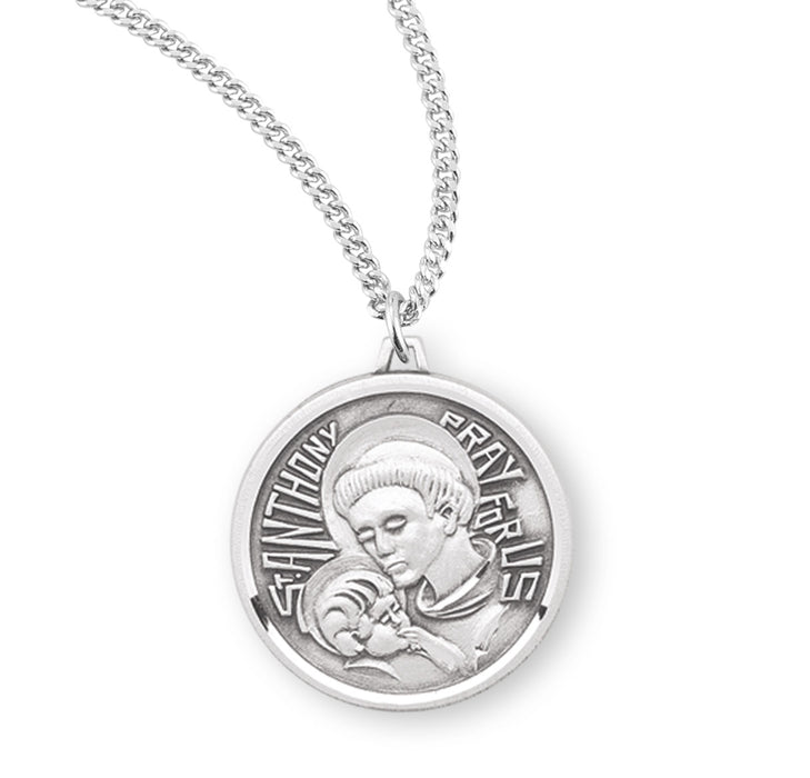 Saint Anthony Round Sterling Silver Medal - S340120